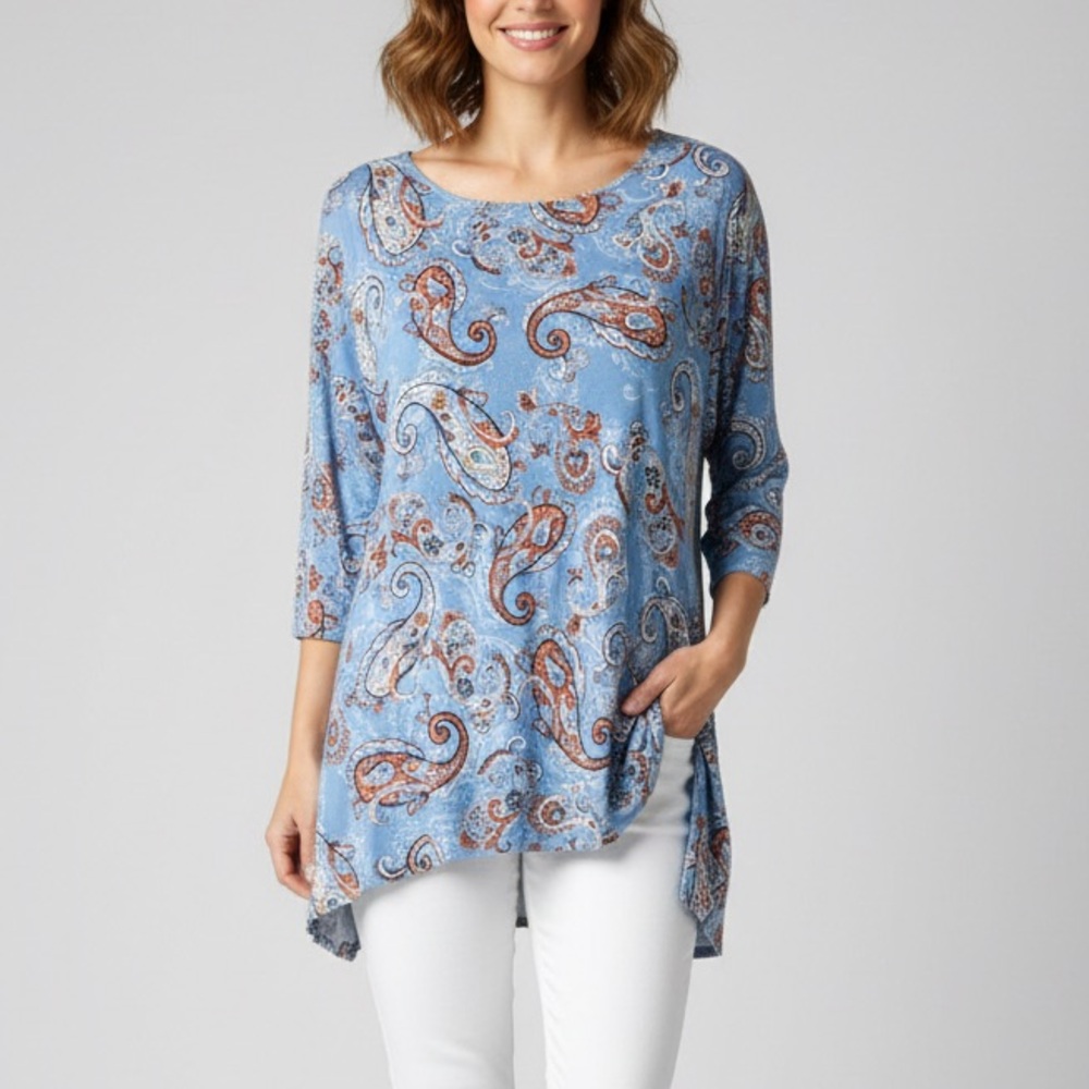 Ruby Rd Multicolor Paisley & Floral Long sleeve Top Size L